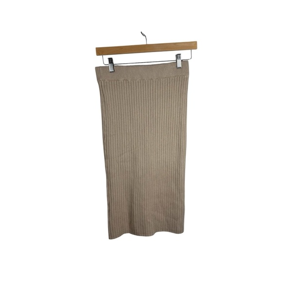 Abercrombie & Fitch Women’s Rib Knit Side Slit Midi Skirt Beige Size XS - Picture 5 of 8